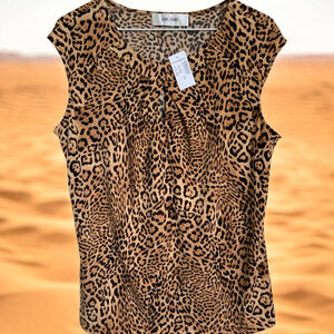 Jones Studio Leopard Print Blouse Top Size Medium